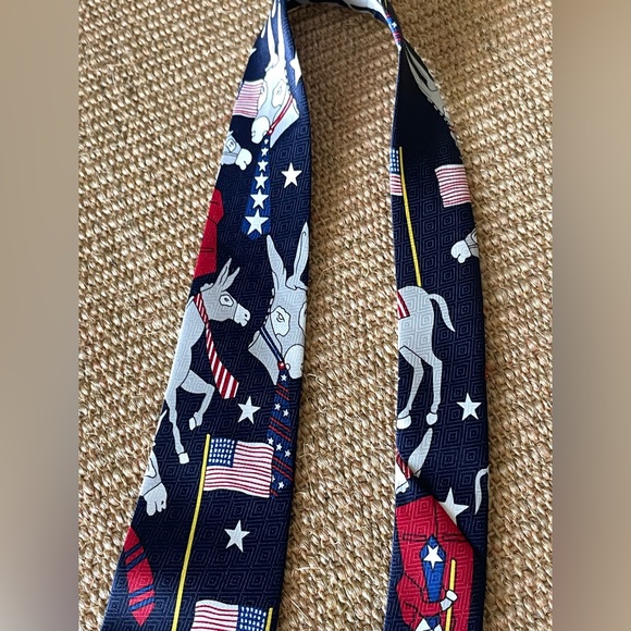 Democrat donkey USA flag navy blue tie. Designs by A. Rogers. - Picture 4 of 8